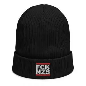 FCK NZS Fuck Nazis Organic Ribbed Beanie