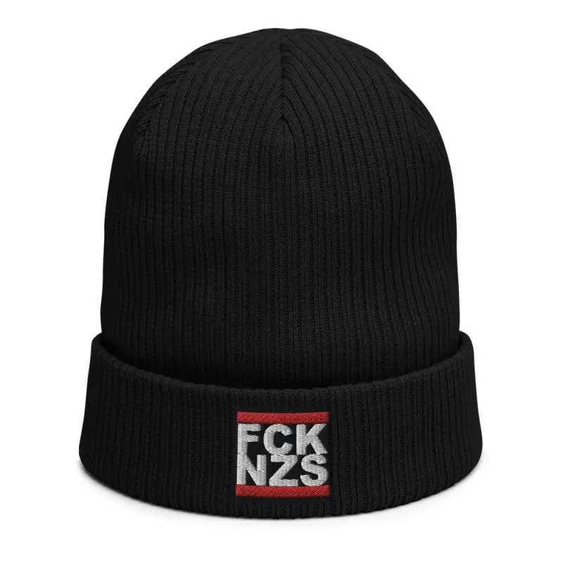 FCK NZS Fuck Nazis Organic Ribbed Beanie