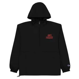 Anti-Fascist Red Embroidered Champion Packable Jacket