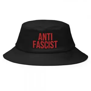 Anti-Fascist Red Old School Bucket Hat