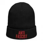 Antifascist Red Organic Ribbed Beanie