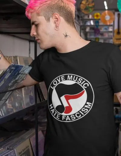 Love Music Hate Fascism Unisex Organic Cotton T-shirt