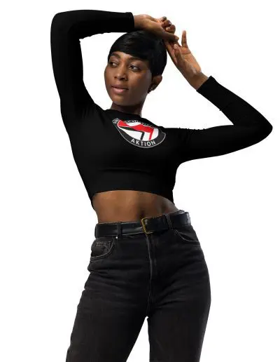 Antifa Antifaschistische Aktion Flag Recycled Long-sleeve Crop Top