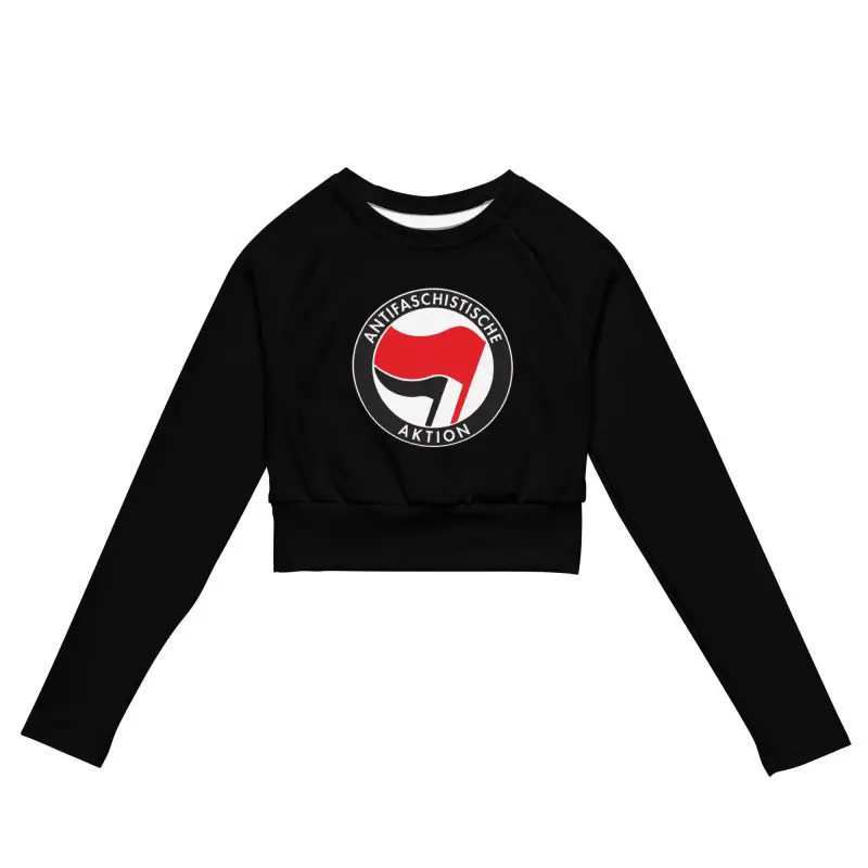 Antifa Antifaschistische Aktion Flag Recycled Long-sleeve Crop Top