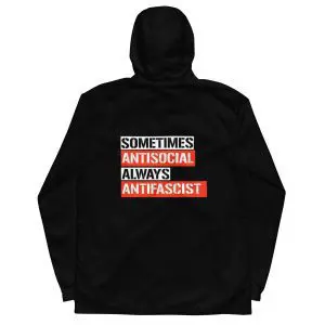 Sometimes Antisocial Always Antifascist Men’s Windbreaker