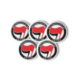 Antifa Antifaschistische Aktion Flag Set of White Pin Buttons