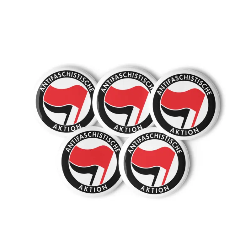 Antifa Antifaschistische Aktion Flag Set of Pin Buttons