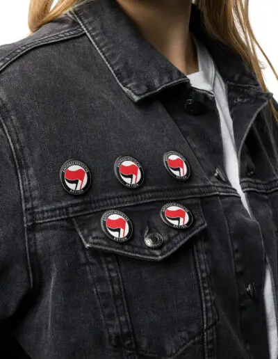 Antifa Antifaschistische Aktion Flag Set of Black Pin Buttons