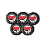 Antifa Antifaschistische Aktion Flag Set of Black Pin Buttons