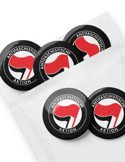 Antifa Antifaschistische Aktion Flag Set of Black Pin Buttons