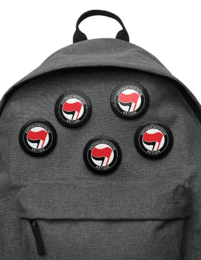 Antifa Antifaschistische Aktion Flag Set of Black Pin Buttons