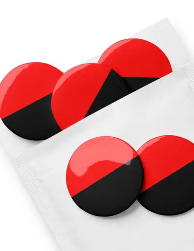 Anarcho-Syndicalism Flag Set of Pin Buttons