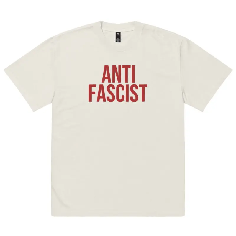 Anti-Fascist Red Oversized Faded T-shirt