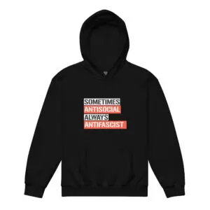 Sometimes Antisocial Always Antifascist Kids Heavy Blend Hoodie