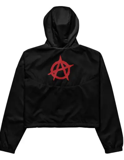 Anarchy Red Anarchist Symbol Women’s Cropped Windbreaker