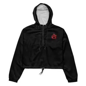 Anarchy Red Anarchist Symbol Women’s Cropped Windbreaker