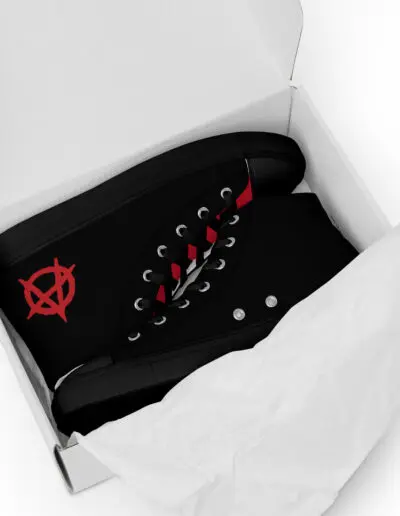 Anarchy Red Anarchist Symbol Men’s High Top Canvas Shoes