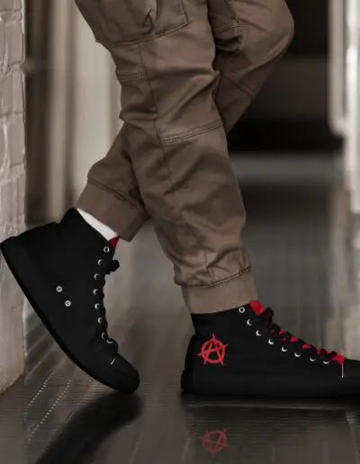 Anarchy Red Anarchist Symbol Men’s High Top Canvas Shoes