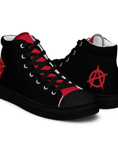 Anarchy Red Anarchist Symbol Men’s High Top Canvas Shoes