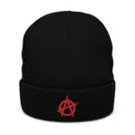 Anarchy Red Anarchist Symbol Ribbed Knit Beanie