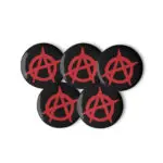 Anarchy Red Anarchist Symbol Set of Pin Buttons