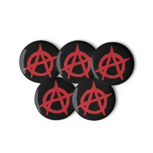 Anarchy Red Anarchist Symbol Set of Pin Buttons