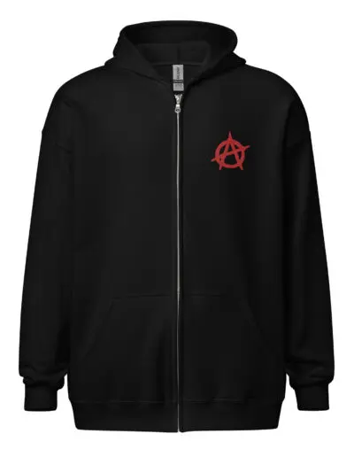 Anarchy Red Anarchist Symbol Unisex Heavy Blend Zip Hoodie