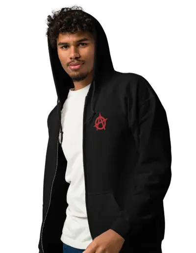 Anarchy Red Anarchist Symbol Unisex Heavy Blend Zip Hoodie