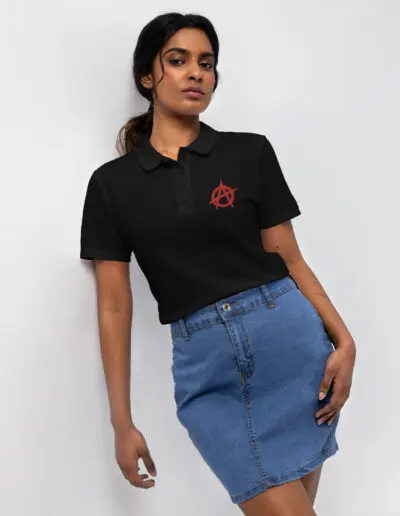 Anarchy Red Anarchist Symbol Women’s Pique Polo Shirt