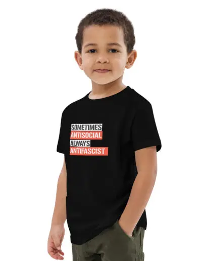 Sometimes Antisocial Always Antifascist Organic Cotton Kids T-shirt