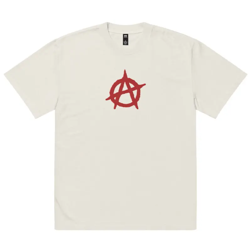 Anarchy Red Anarchist Symbol Oversized Faded T-shirt