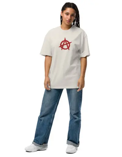 Anarchy Red Anarchist Symbol Oversized Faded T-shirt