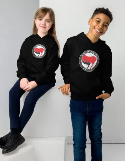 Antifa Antifaschistische Aktion Flag Kids Fleece Hoodie