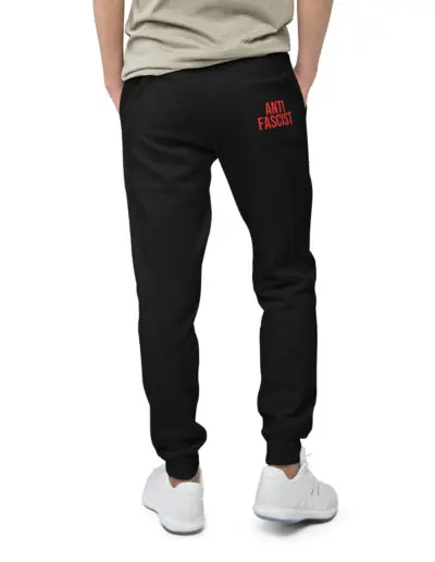 Anti-Fascist Red Unisex Fleece Joggers Tracksuit Bottoms