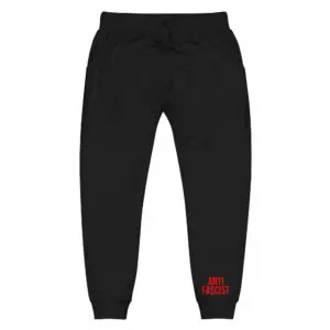 Anti-Fascist Red Unisex Fleece Joggers Tracksuit Bottoms