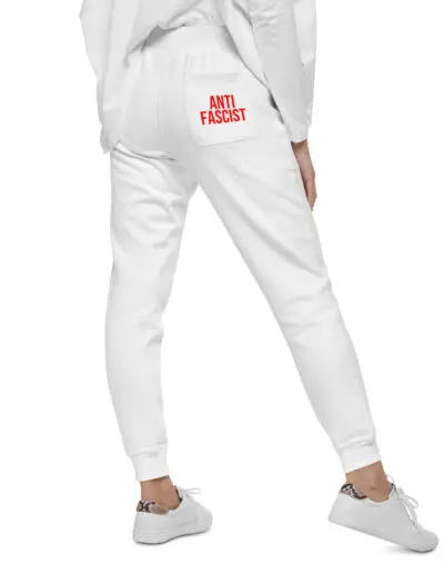 Anti-Fascist Red Unisex Fleece Joggers Tracksuit Bottoms