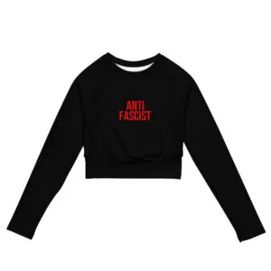 Anti-Fascist Red Recycled Long-sleeve Crop Top