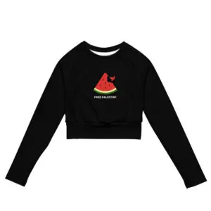 Free Palestine Watermelon Recycled Long-sleeve Crop Top