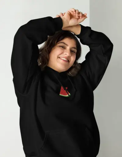 Free Palestine Watermelon Embroidery Unisex Hoodie