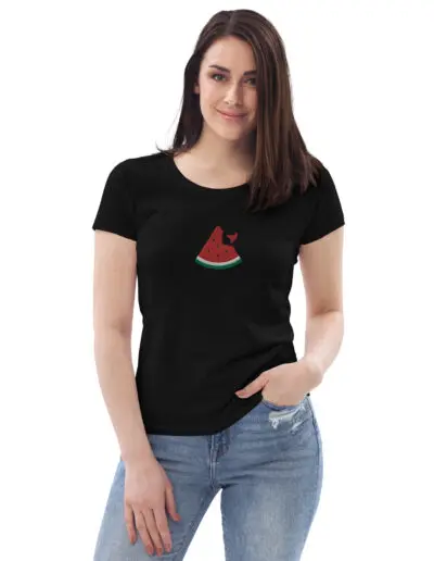 Free Palestine Watermelon Embroidery Women's Organic T-shirt