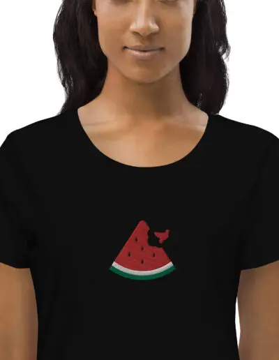 Free Palestine Watermelon Embroidery Women's Organic T-shirt