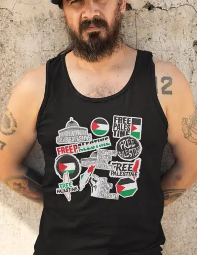 Free Palestine Stickers Tank Top Vest