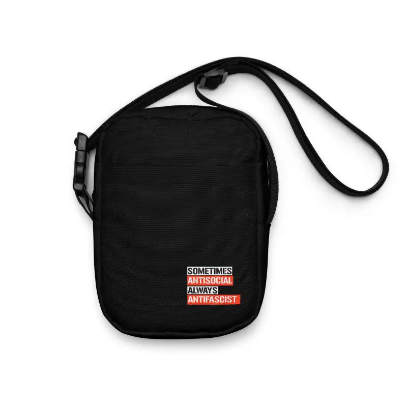 Sometimes Antisocial Always Antifascist Utility Crossbody Bag