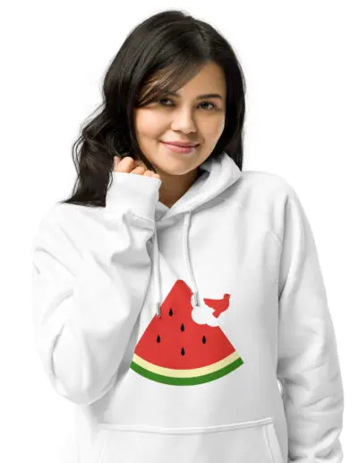 Free Palestine Watermelon Unisex Eco Raglan Hoodie