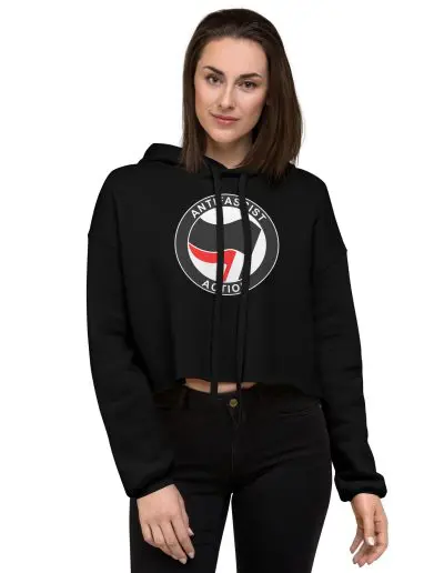 Antifascist Action Crop Hoodie