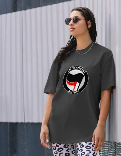 Antifascist Action Oversized Faded T-shirt