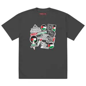 Free Palestine Stickers Oversized T-shirt