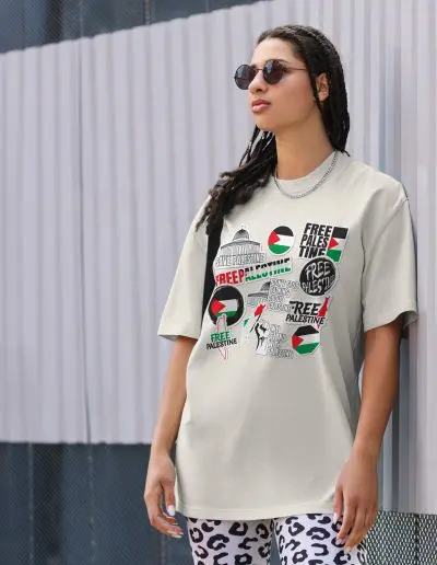 Free Palestine Stickers Oversized T-shirt