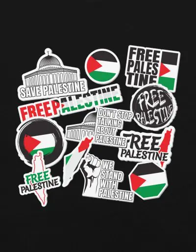 Free Palestine Stickers Unisex Heavyweight T-shirt