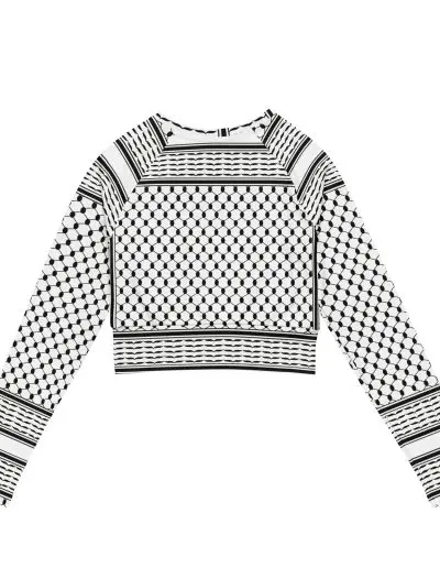 Kufiya Recycled Long-sleeve Crop Top